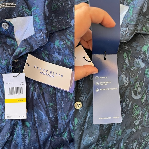 NWT Perry Ellis Motion Performance Shirt M - Picture 8 of 9
